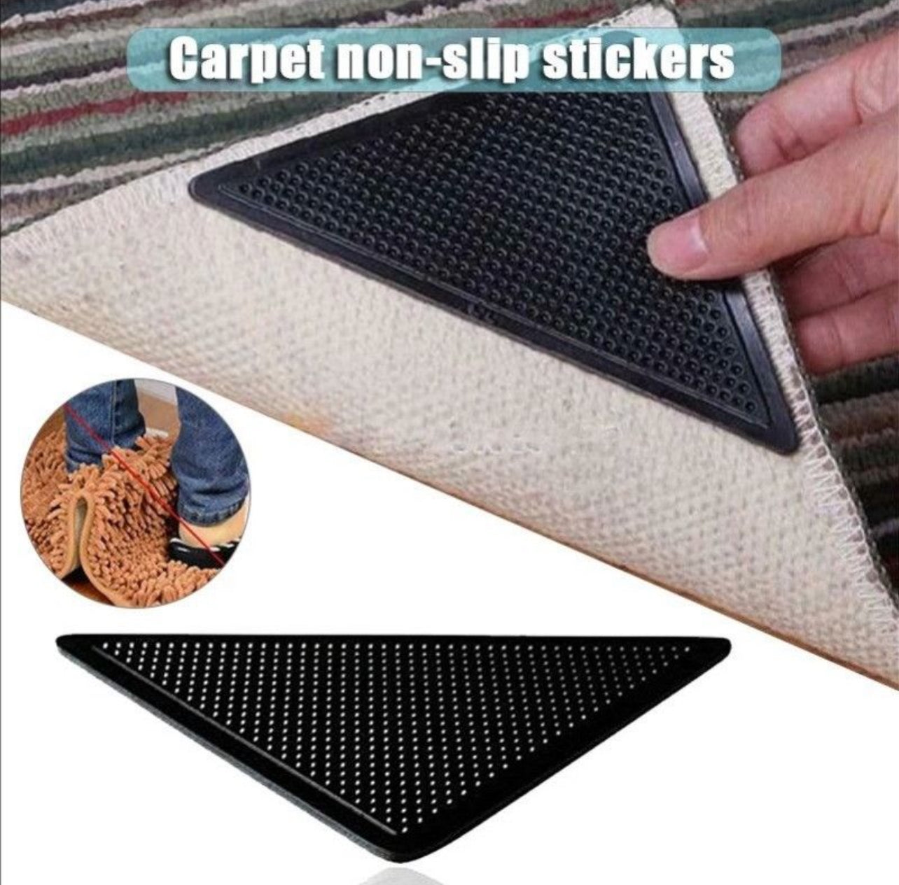 CasaDuzzle™ Silicon Edge Protector Pads for Carpets-Anti Slip 4pcs